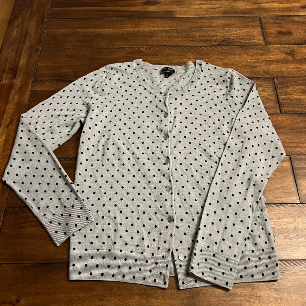 TALBOTS cardigan - Merino Wool - Dots - Size Large